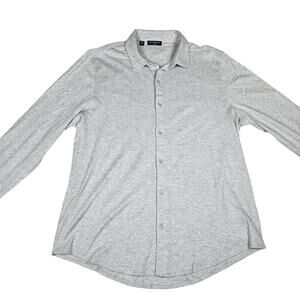 Saks Fifth Avenue Jersey Button Front Shirt Men XL Modern Fit Casual Gray Cotton